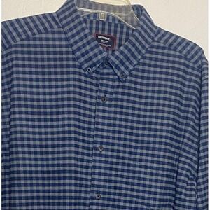 UNTUCKit Men Bergstrom Gray/Blue Check Flannel Relaxed Pocket Button-Up Size XXL
